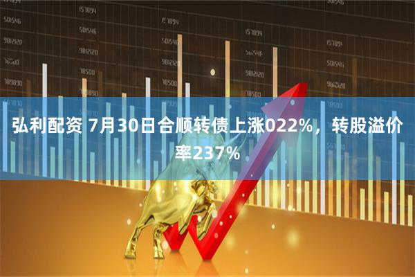 弘利配资 7月30日合顺转债上涨022%，转股溢价率237%