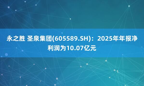 永之胜 圣泉集团(605589.SH)：2025年年报净利润为10.07亿元